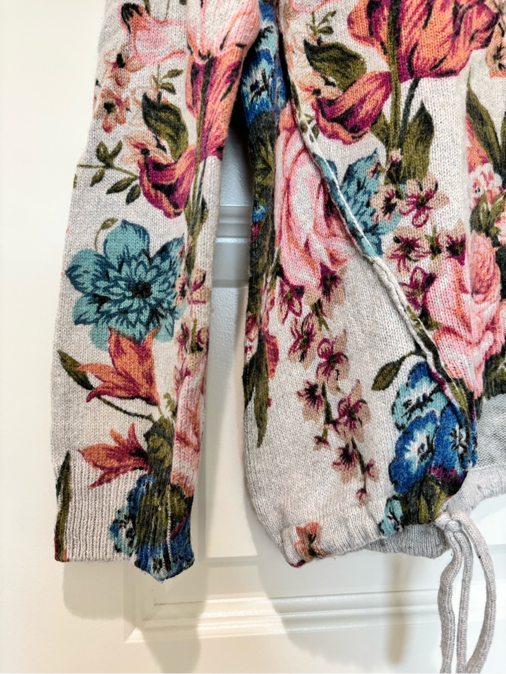 Anthropologie Angel Of The North S Gray Floral Sweater Embroidery Cottagecore - Picture 5 of 14
